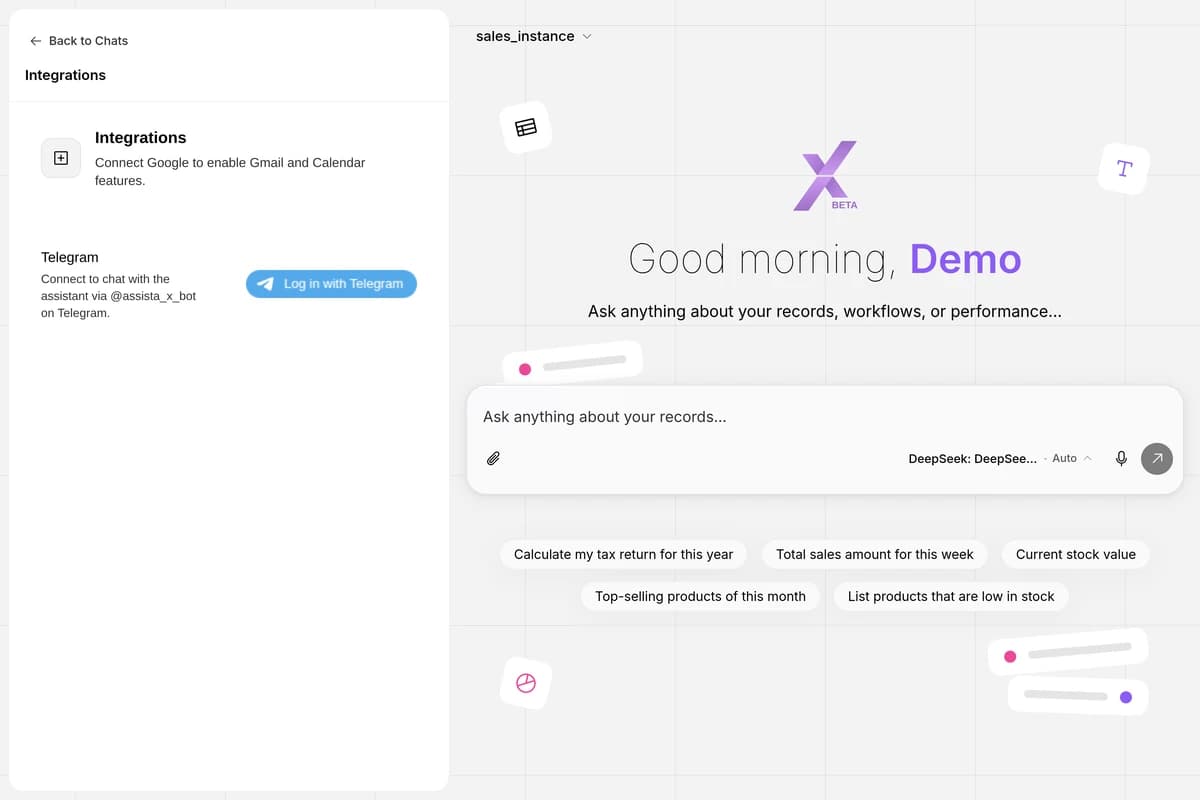 Screenshot: the floating chat window